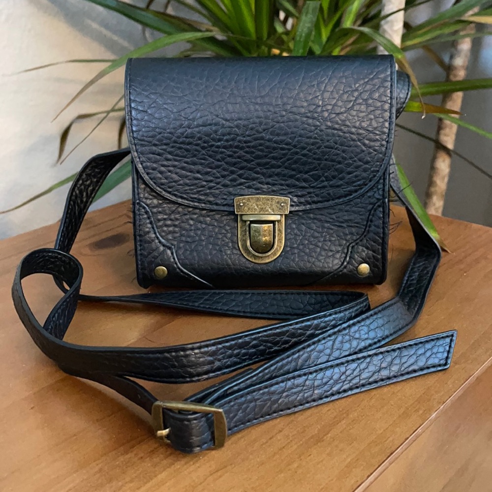 Small Black Faux Leather Cross Body Purse